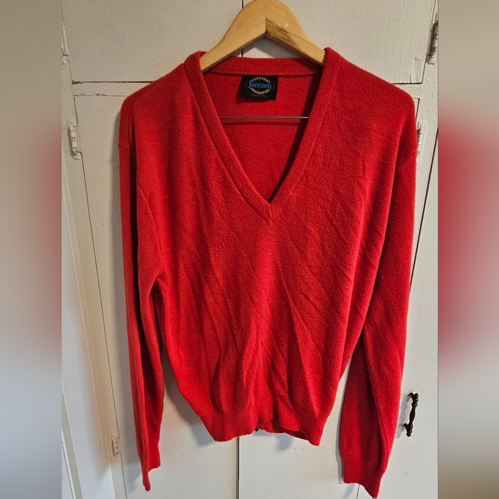 V-Neck Red Sweater for Women